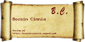 Bozsin Cinnia névjegykártya